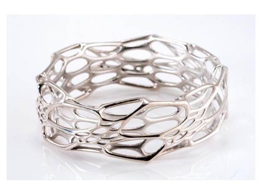 Morph Bangle created with the Cell Cycle app and printed in sterling silver, available from Shapeways: http://shpws.me/pjLL