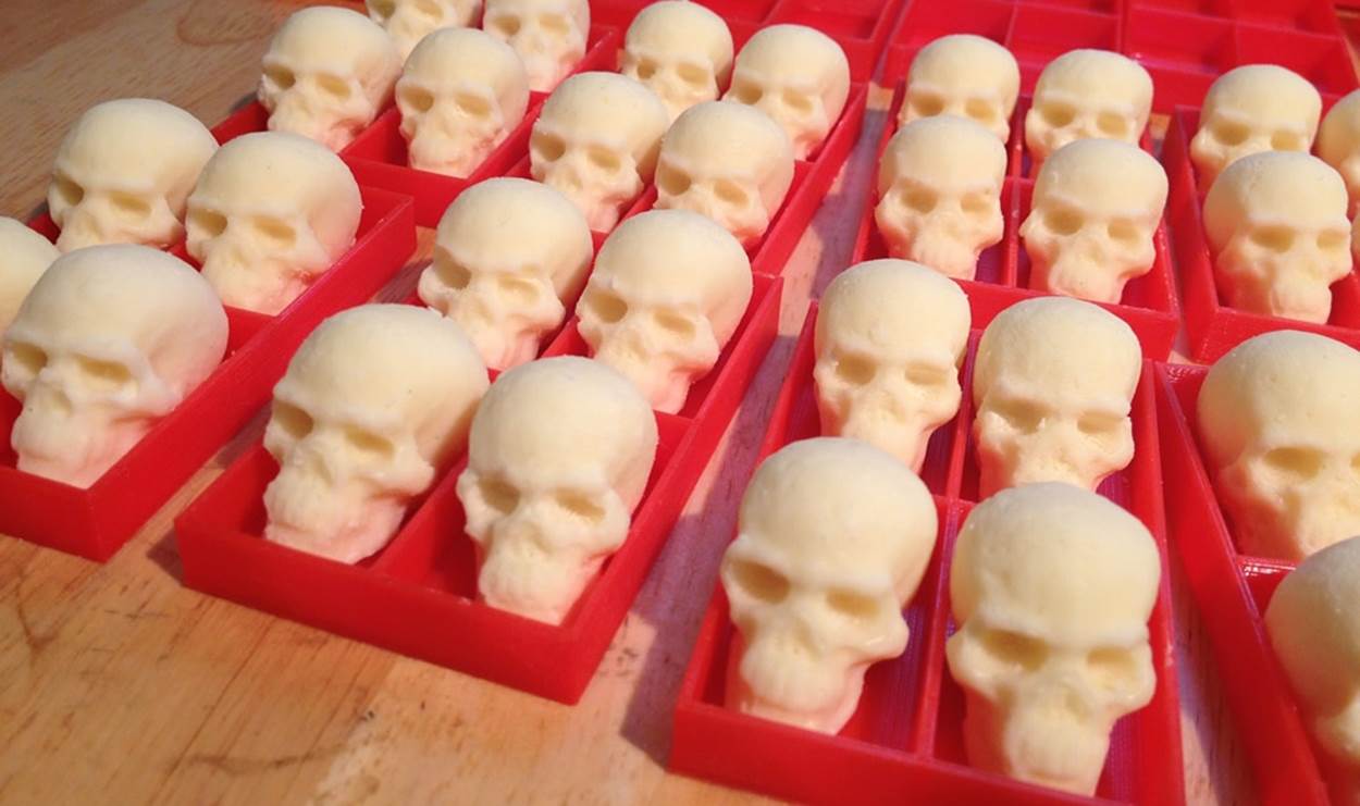 The white chocolate skulls