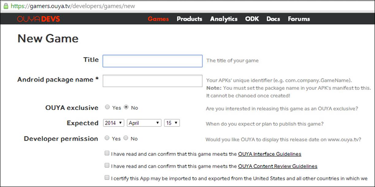 Creating a game in the OUYA store