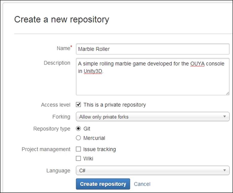 Time for action – creating a BitBucket repository
