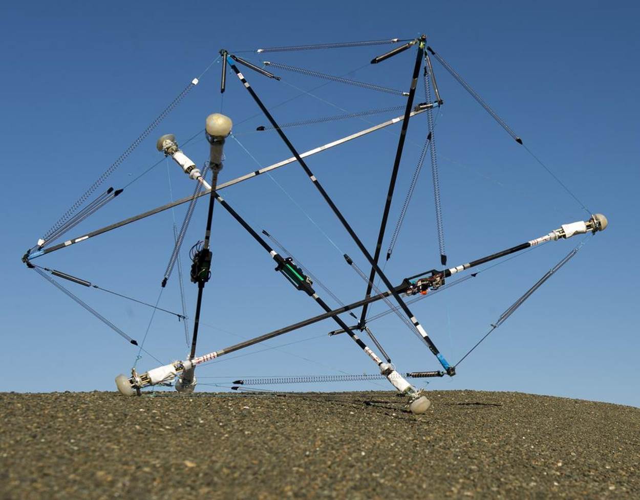 A prototype of NASA’s Super Ball Bot built by Ghent University’s Ken Caluwaerts.