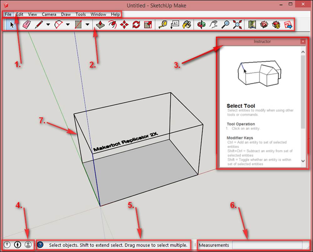 The SketchUp interface
