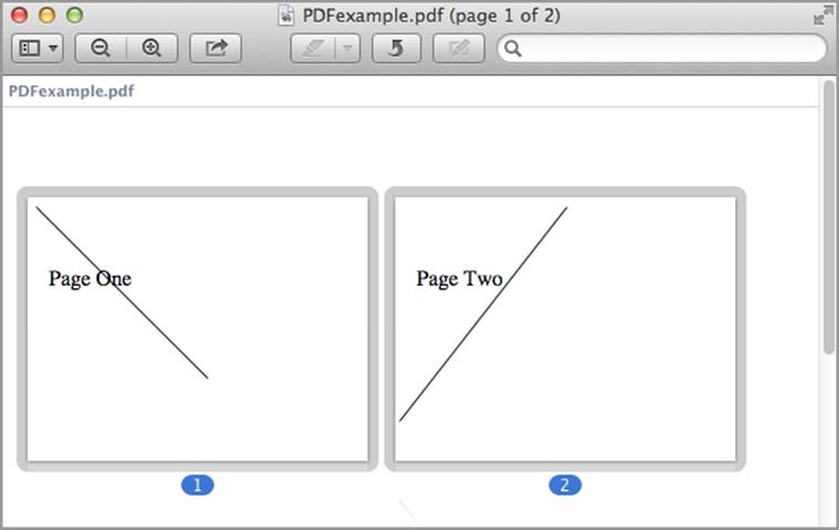 Output from PDF example shown in the Mac OS X Preview app