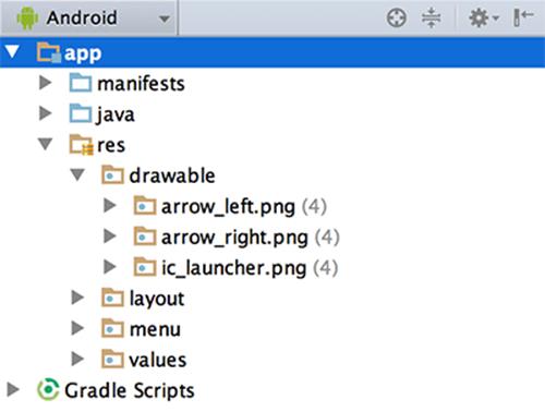Summary of arrow icons in GeoQuiz drawable directories