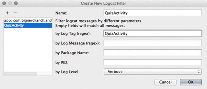 Creating a filter in LogCat