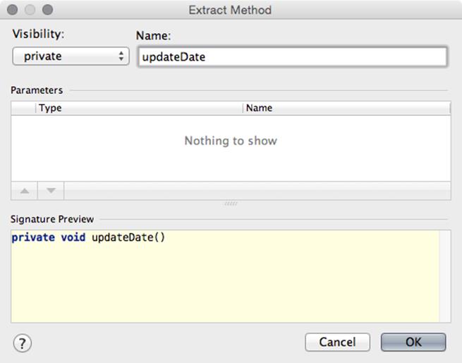 Extracting a method with Android Studio