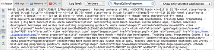 Big Nerd Ranch HTML in LogCat