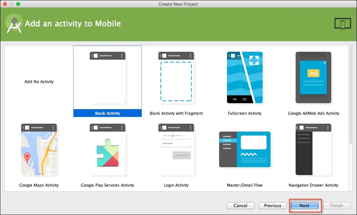 Creating the mobile activity component