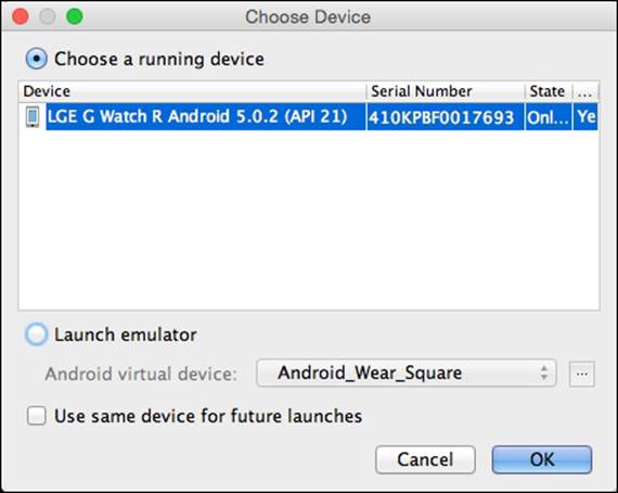 Running apps directly on an Android Wear device