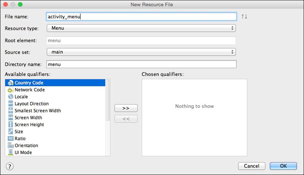 Creating the custom menu resource file