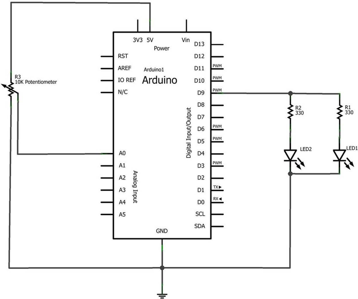 Adjustable Twin LED Flasher circuit schematic diagram