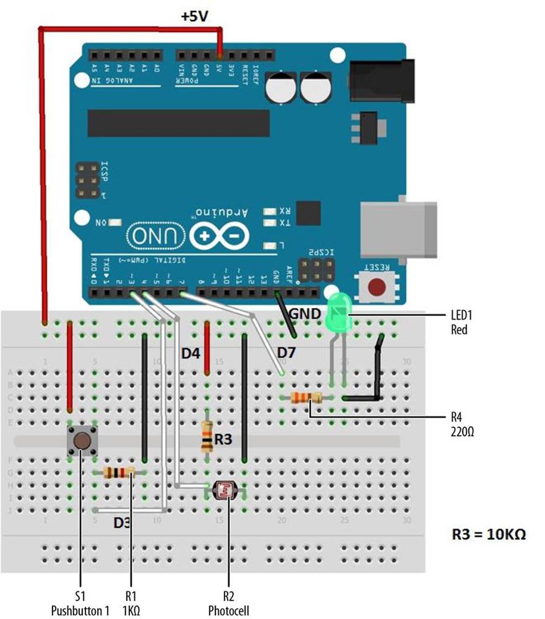 The Arduino AND Logic Gate Fritzing wiring diagram