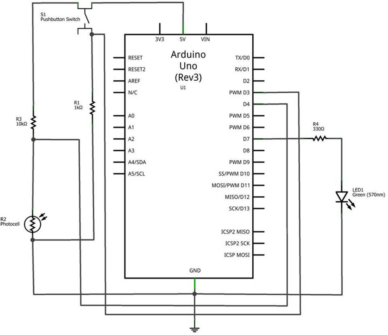 The Arduino OR Logic Gate circuit schematic diagram