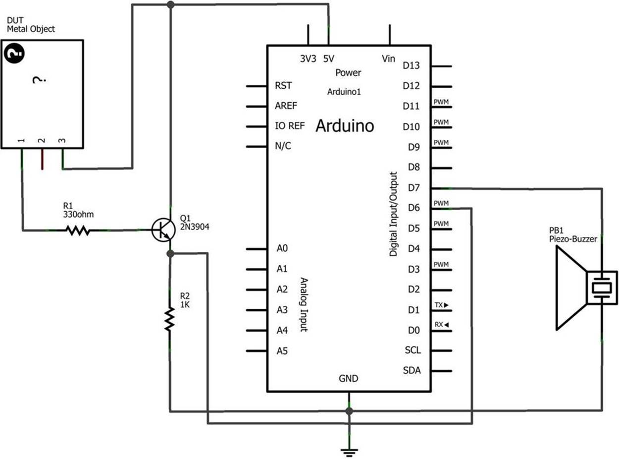 The Metal Checker circuit schematic diagram