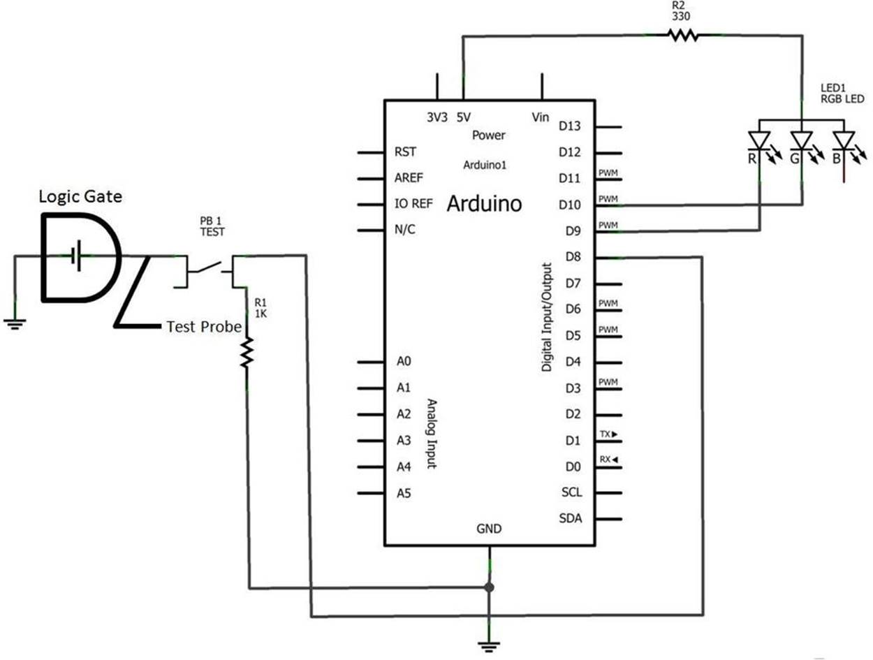 The Logic Tester Fritzing circuit schematic diagram