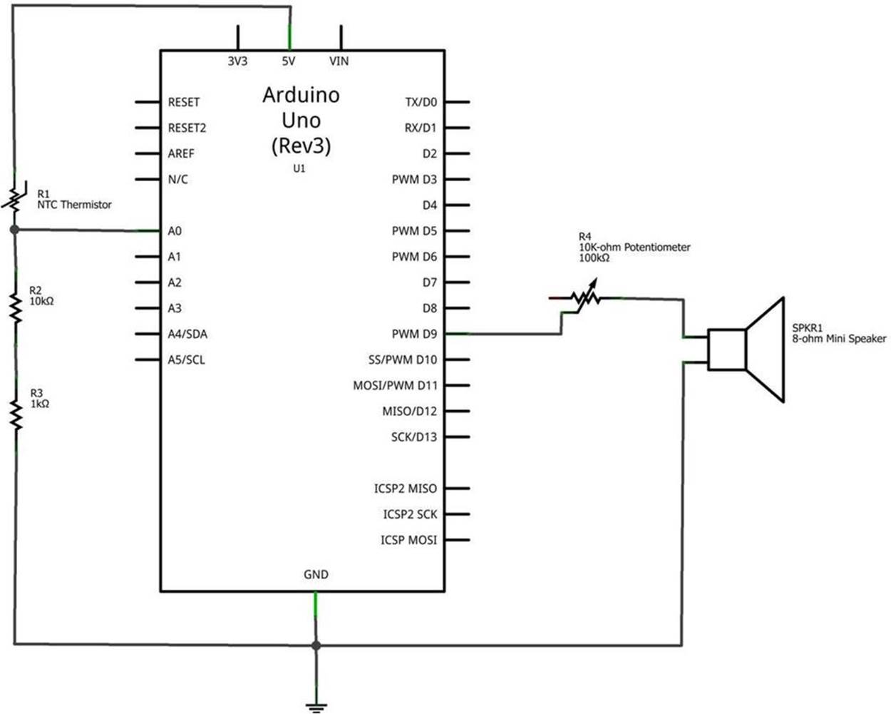 The Electronic Cricket Fritzing circuit schematic diagram