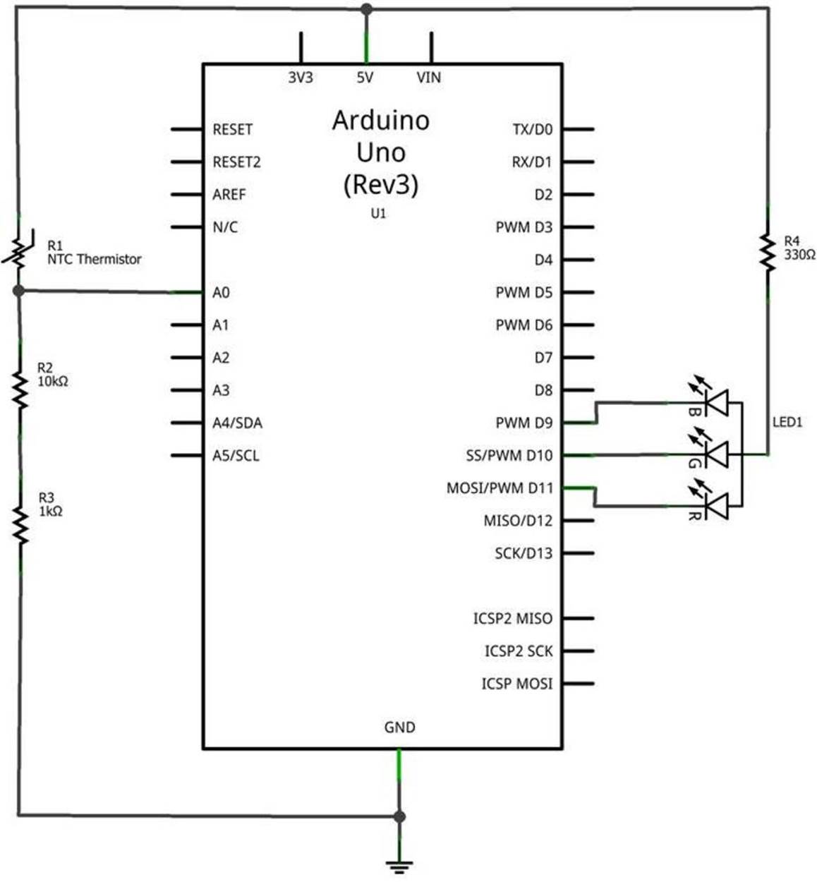 The Pocket Stage Light Fritzing circuit schematic diagram