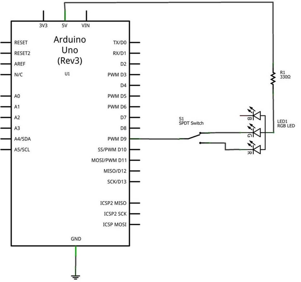The Electronic Pixel Fritzing circuit schematic diagram