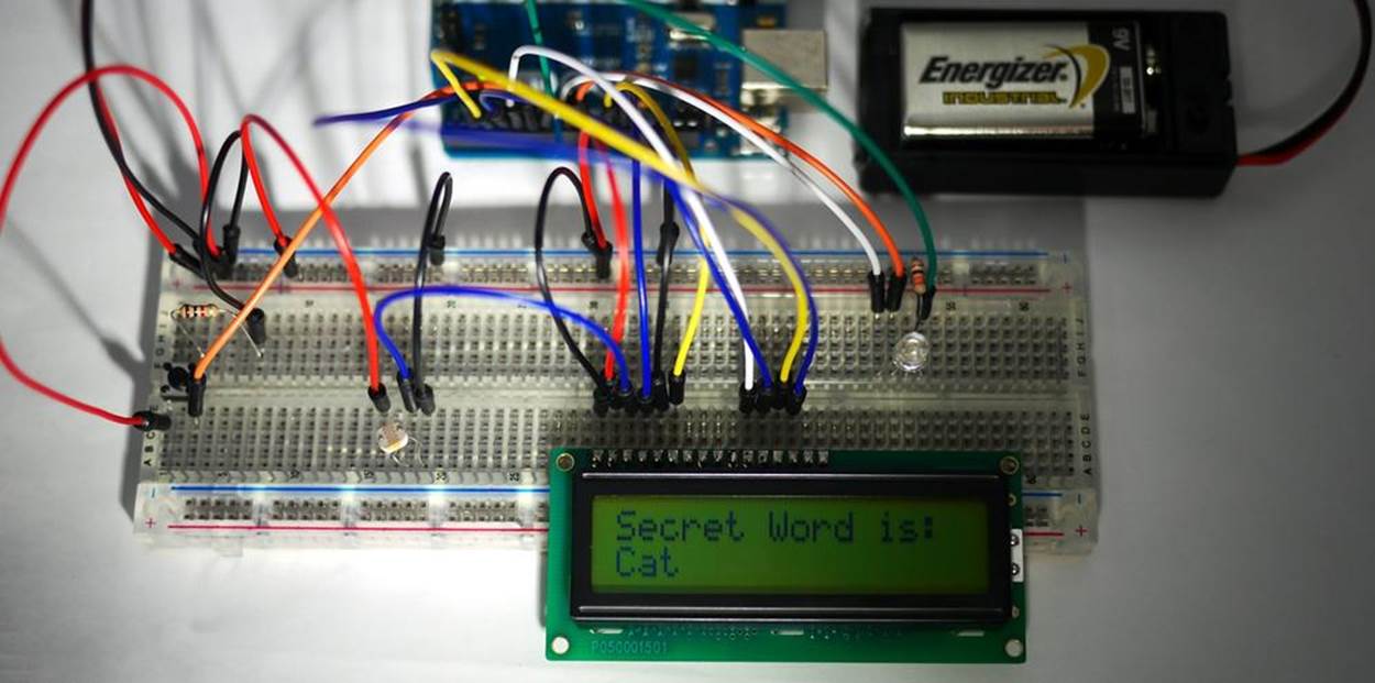 The secret word “Cat” being revealed on the LCD