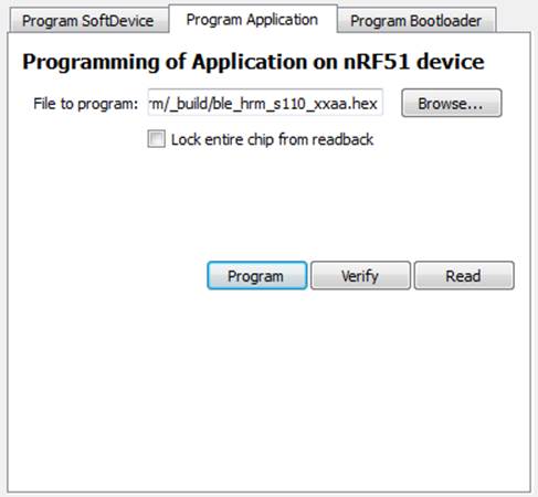 Programming the application code onto the nRF51822 using nRFGo Studio