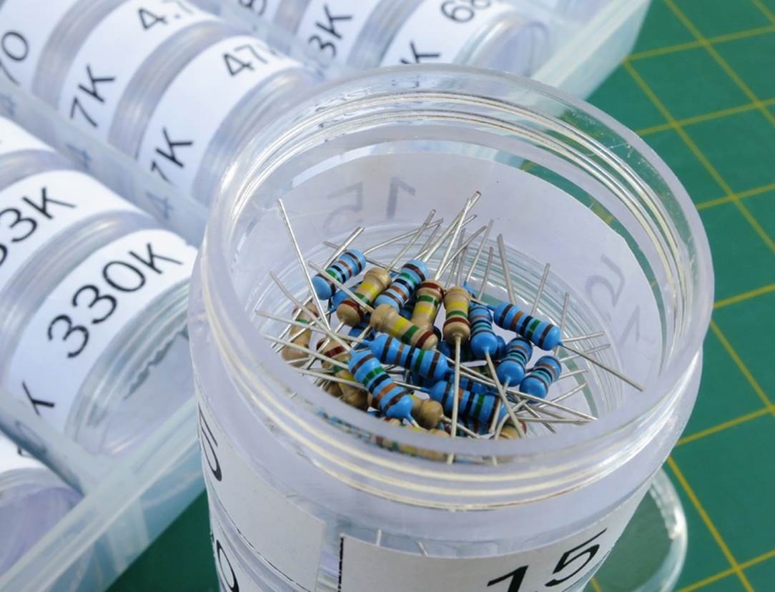 Fifty resistors can be stored in one of these little containers.
