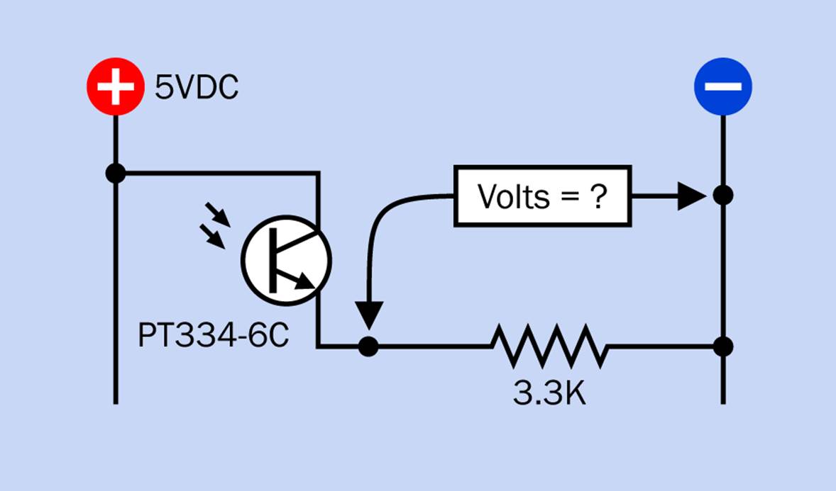 A test circuit for a phototransistor.