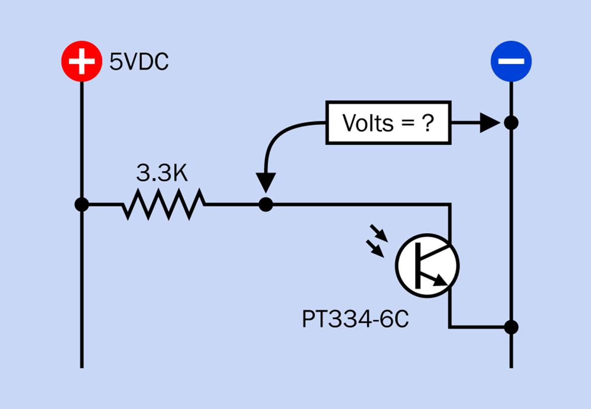 If the phototransistor and the resistor trade places, the voltage at the point between them will be reduced in brighter light.
