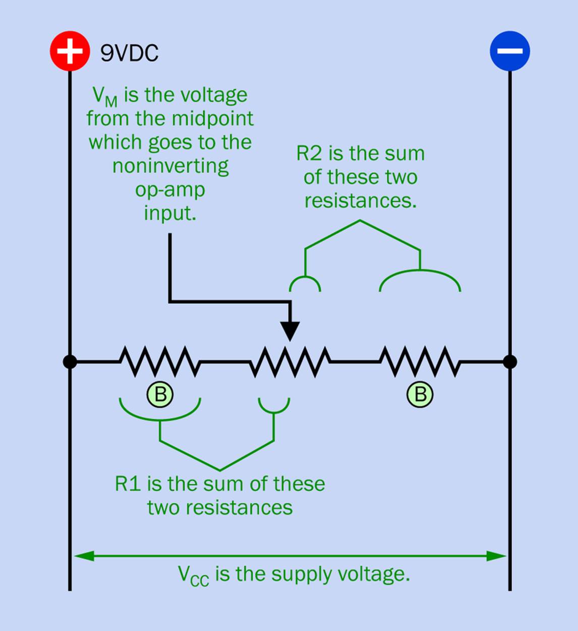 The voltage to the noninverting input of the op-amp can be calculated if you know the values shown above.