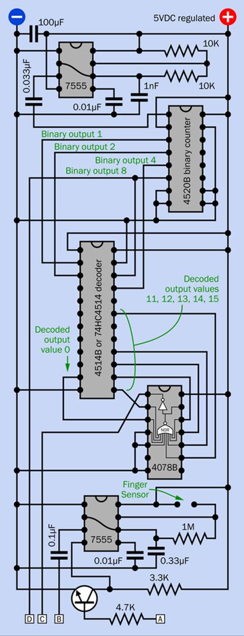 Part 1 of the Ching Thing schematic is the same for either a demonstration version or a fully finished version of the circuit.