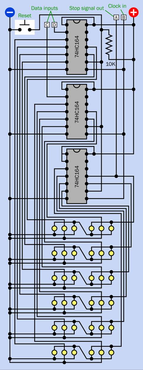 Part 2 of the Ching Thing schematic (demonstration version, with LEDs instead of light bars).