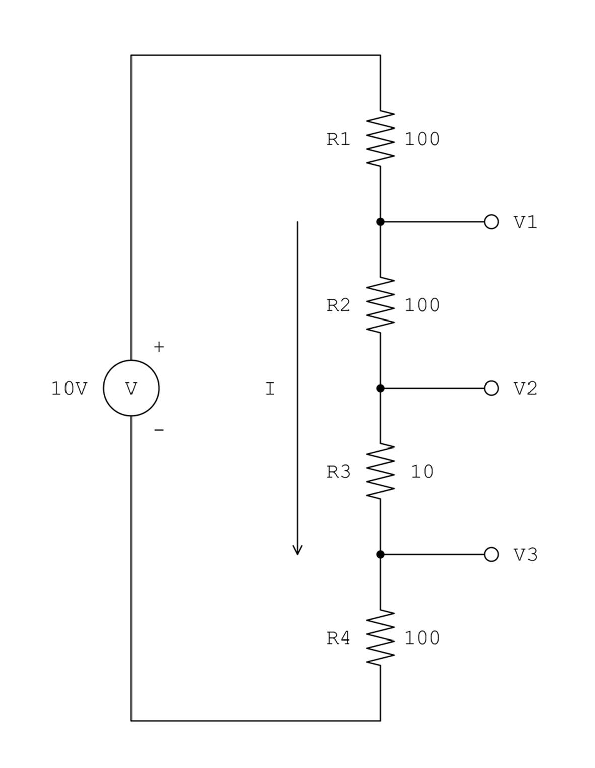 Series resistance network as a multi-tap voltage divider