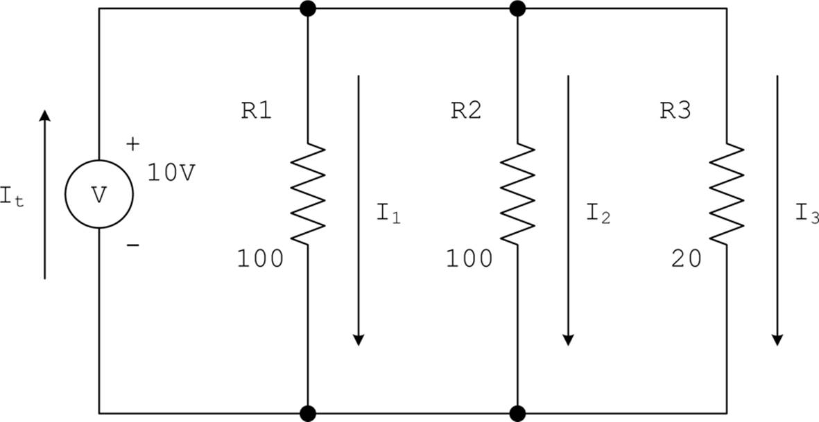 Current flow in a parallel resistance network