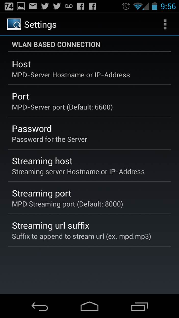MPDroid settings page
