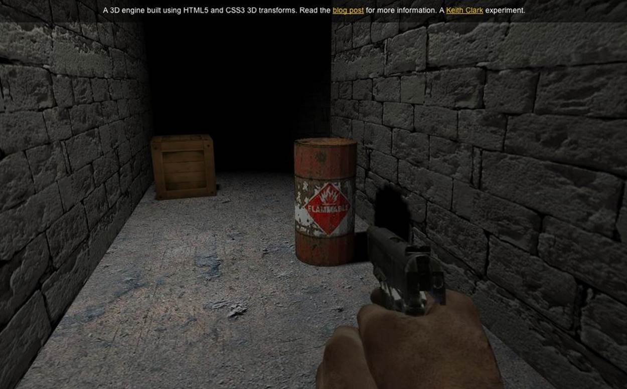 First-person shooter demo built with CSS 3D and JavaScript