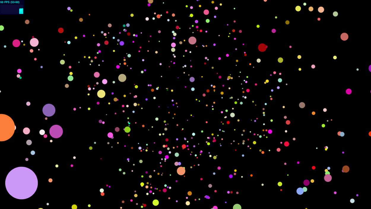 1,000 animated particles using the Three.js Canvas renderer