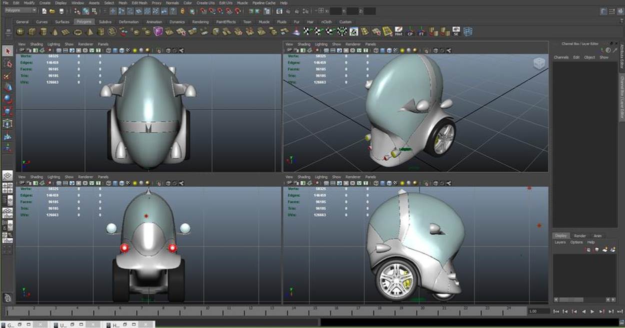 Modeling the Futurgo in Autodesk Maya; image courtesy TC Chang