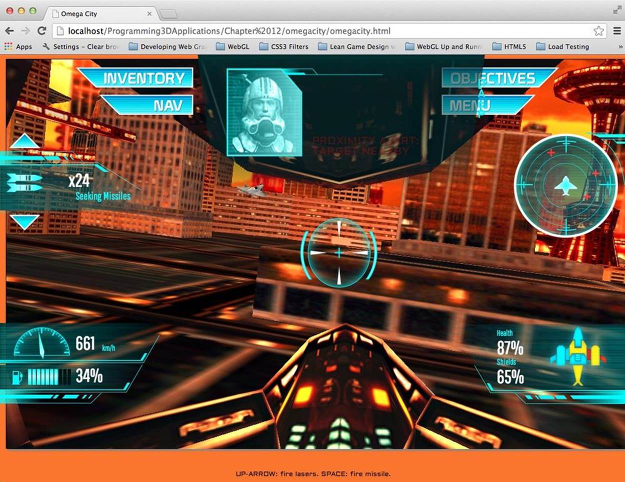 Omega City game demo running on the desktop
