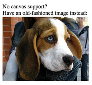 Example of what users without canvas support will see.