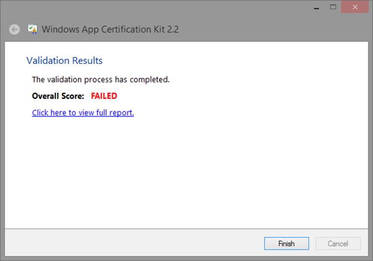 If your game fails certification you will be presented with a full report.