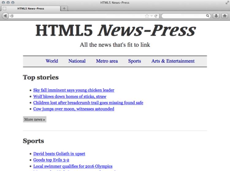 HTML5 News-Press home page