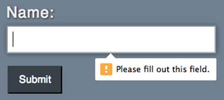 A form submission error message in Chrome