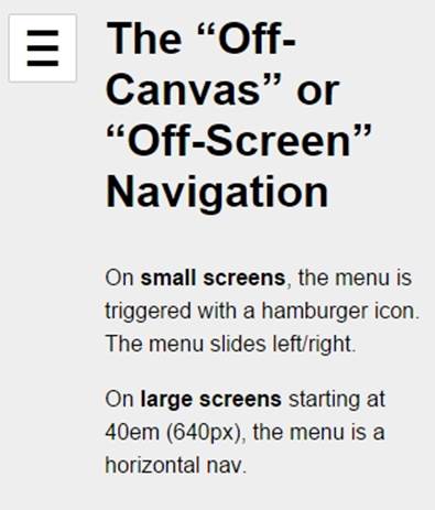 The Off-Canvas or Off-Screen navigation