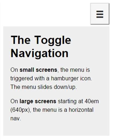 The Toggle navigation