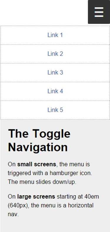 The Toggle navigation