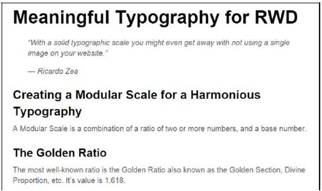 Using the Modular Scale for typography