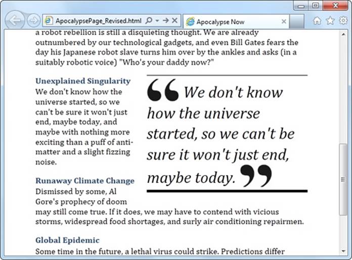 A pull-quote is a technique borrowed from print. It attracts the reader’s attention and highlights important content.