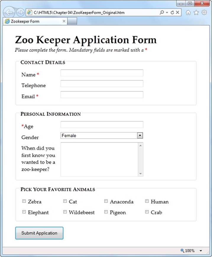 If you’ve traveled the Web, you’ve seen your share of forms like this one, which collects basic information from a web page visitor.