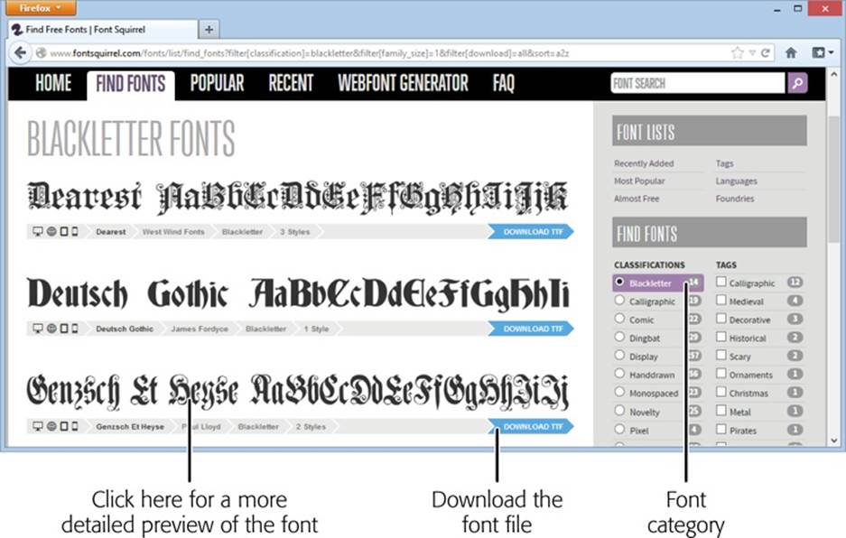 Font Squirrel gives you several options for font hunting, but the most effective way to find what you want is to browse by type (“Calligraphic,” “Novelty,” and “Retro,” for example). Best of all, most fonts are free to use wherever you want—on your personal computer to create documents, or on the Web to build web pages.