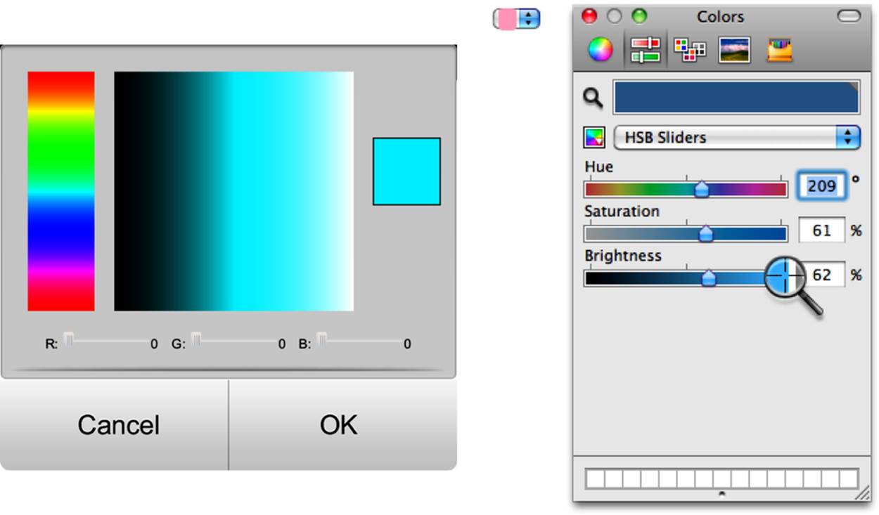 Color picker on the BlackBerry 10 and in Opera on Mac