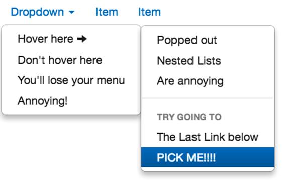 Example of a common drop-down menu